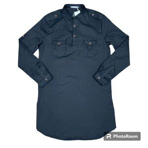 NWT Men's Kaftan-Inspired‎ Henry Long Sleeve Black Shirt